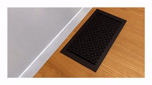 Achtek 4"x12" Duct (5-1/2"x13-3/4" Overall Size) Solid Cast Aluminum HVAC Air Supply Grill for Floor-Black Without Screw Holes with Detachable Steel Louver | Powder Coated