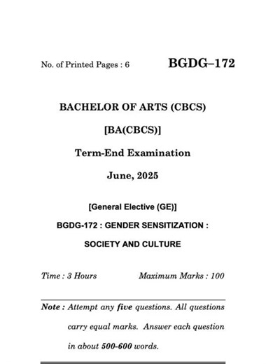 BGDG–172 June 2025 | IGNOU Previous Year Question Paper