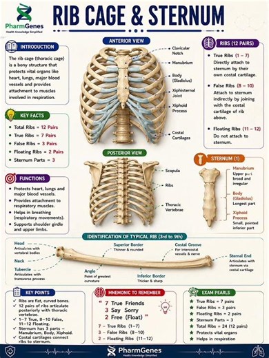 Rib Cage Anatomy Made Easy | Sternum Parts | Medical Students #anatomy #shorts