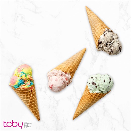 Dig into a cup or cone of our deliciously creamy hand-scooped frozen yogurt to celebrate #NationalIceCreamDay! 🍦🎉 Which flavor is your favorite? | TCBY