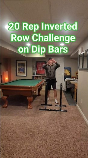 20 Rep Inverted Row Challenge on Dip Bars
