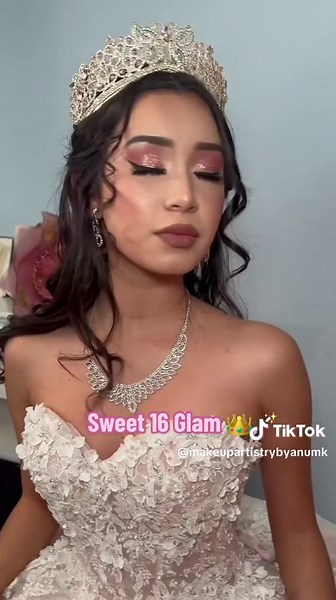NATALIE 👑 My prettiest client Natalie, Makeup and Hair & crown setting by me for her big SWEET 16. She showed me two inspo photos of hair and makeup and I made sure to recreate them for her the same exact looks💕🪄✨ She looks so beautiful 🤍 I love when my clients are satisfied and happy for their big days makeup glam to turn out how they imagined it to be. For bookings and inquiries DM or email. Thank you 💬 #sweet16makeup #makeupartist #makeupoftheday #wakeupandmakeup #makeupaddict #makeuplov