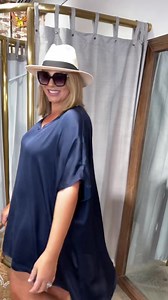#Fun in the sun with Fiona Sun smart chic styling with @fionafalkiner. Start with the classic Nice Tunic, and add a Panama Hat UPF50 and Carolina sunnies UV400. Fiona completes her look with an Iris bag and Samos Slides. | Carolina Lifestyle