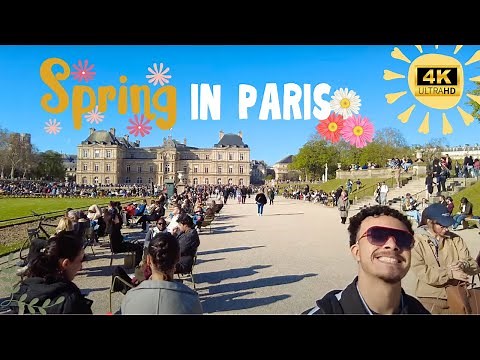 [4K] 🌸 Paris in Spring – Sunny Day & Crowded Terraces! 🇫🇷 Walking Tour ☀️