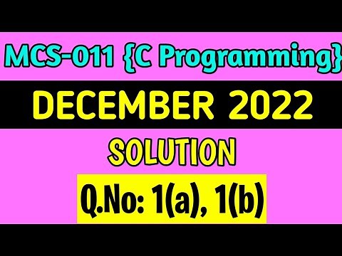 [Part-1] MCS-011 December 2022 Solution | Q.No 1(a), 1(b) | mcs11 previous year solution | mcs11 imp