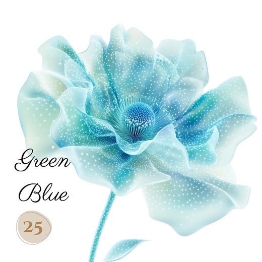 25 PNG Green Blue Abstract FLOWERS Clip Arts (300 Dpi, Commercial Use, Bundle, Digital, Watercolor, Alcohol Ink) Transparent Glowing - Etsy