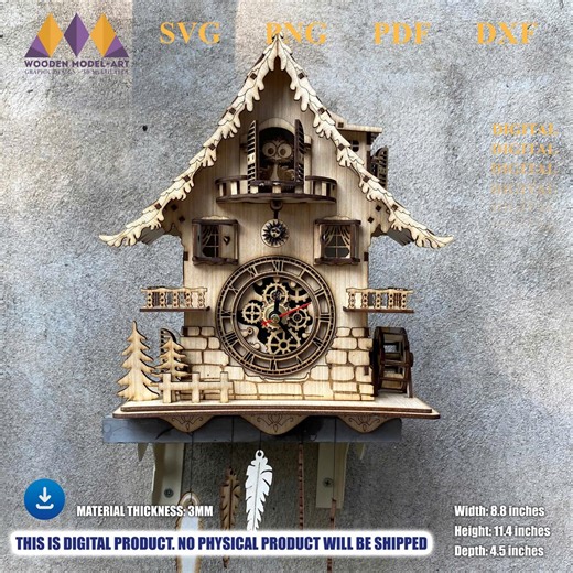 Cuckoo Clock Svg Laser Cut File: Wall Decorative Wood, Table Lamp (digital Download) - Etsy