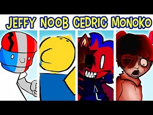 FNF AETHOS Mod | JEFFY vs NOOB vs MONOKO vs CEDRIC – Friday Night Funkin' (Lyric FNF)