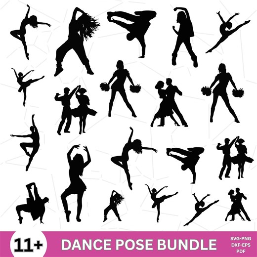 Dance Pose SVG Bundle | Dancer Silhouette Clipart | Ballet Jazz Hip Hop SVG | Cheerleader PNG | Couple Dance Svg | Cricut & Silhouette Files - Etsy UK