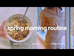 6AM Spring morning routine 🌻🍓 | sunrise & coffee, strawberry matcha porridge | Spring 2025 🍃