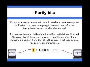 Data Representation - Error Checking - Parity bits