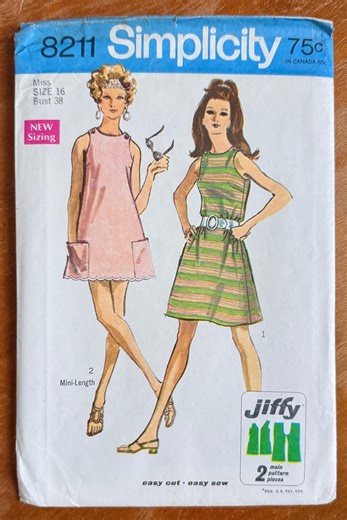 60s Mod A-line Dress Sewing Pattern - Simplicity 8211 FF (size 16, Bust 38") - Etsy
