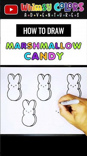 How to Draw Peeps Marshmallow Candy for Beginners | Step-by-Step Easy Drawing Tutorials