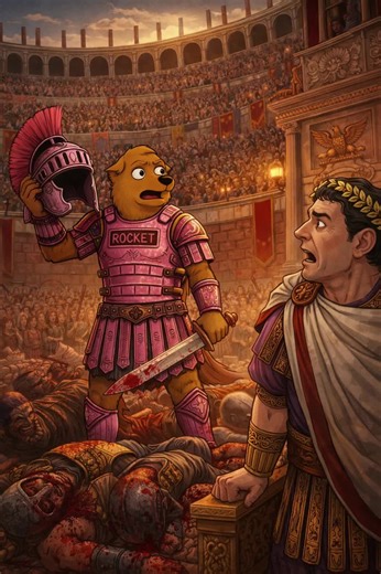 Rocket removed her helm to reveal her true identity to Commodus. The cowardly Emporer quivered in fear. #fyp #Gladiator #dog #justice