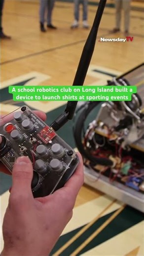 A school robotics club on Long Island built a device to launch shirts at sporting events