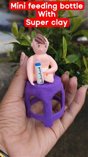 easy and simple clay art ||make mini feeding bottle with super clay#shorts #ytshorts #trending