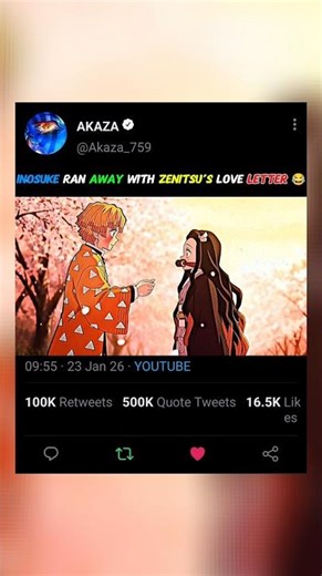 INOSUKE RUN AWAY WITH ZENITSU LOVE LETTER 😂#demonslayer #tanjiro #zenitsu #inosuke #kny #shorts #amv