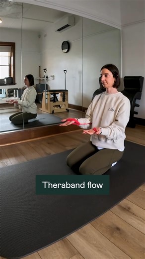 The humble Theraband is one of our favourite tools for upper body work. It provides gentle resistance that builds strength without putting strain on your joints, making it perfect for shoulder stability, postural muscles, and rehabilitation exercises. The best part? You can use one at home between sessions to keep up the work we do in the clinic. Jess is showing you just how effective (and simple) it can be  | Collective Motion Health | Facebook