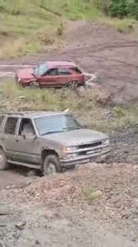 Chevy Tahoe was stuck little Subaru to the rescue #subaru #chevy #offroad #adventure #donttryathome