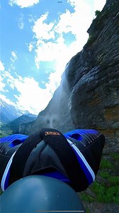 I think it’s pretty cool how the vortex becomes visible in the waterfall 🙌 @squirrel.ws Freak 6 🤙💙 #wingsuiting #basejumping #lauterbrunnen #waterfall #extremesports | Arvid Endler