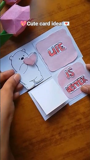 This DIY card for best friend is super cute and easy✨ 🤍🩷#shorts #diy #craft