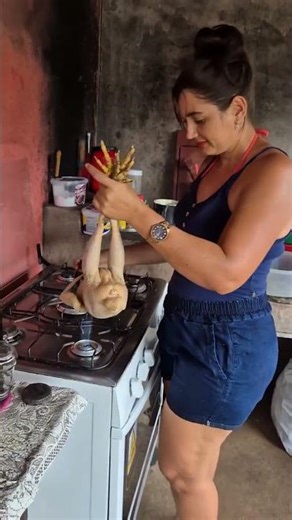 Cooking Fresh Whole Chicken on Gas Stove | Simple Home Kitchen Recipe #villagelife #cow