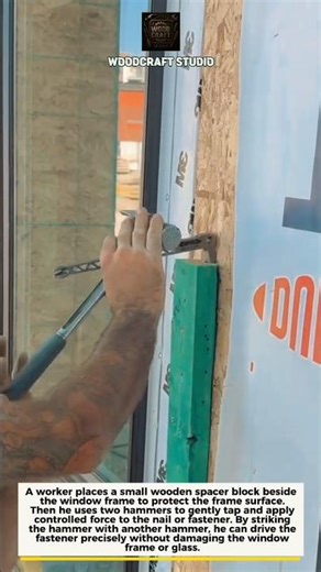 Window Frame Installation Hack Using Two Hammers 🔨 #construction #windowinstall #toolhack