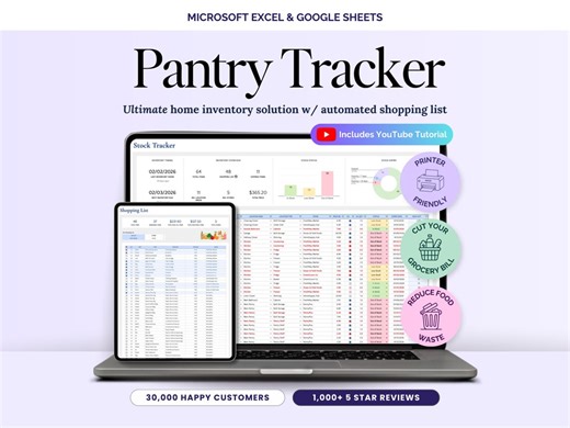 Pantry Inventory Tracker Spreadsheet Food Storage Freezer and Fridge Organizer Kitchen Stock & Grocery Shopping List Excel and Google Sheets - Etsy