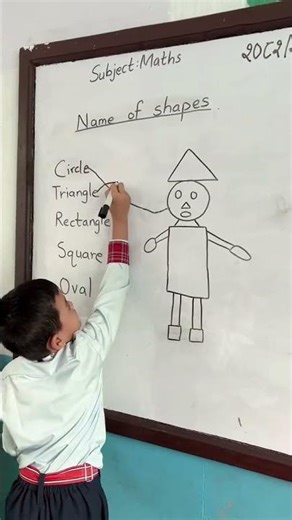 "Adorable Kid Teaches Shapes! 🎒✨ Math Made Fun with Stick Figures