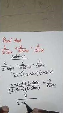 Proving A Trigonometric Identity.