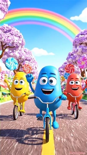 🌈 Rainbow Bicycle Adventure 🚲 #KidsCartoon #3DAnimation #CartoonSnap #shorts #KidsFun
