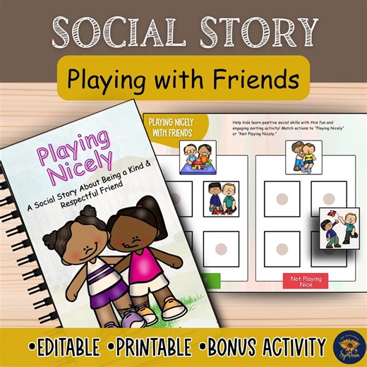Playing Nicely With Friends Social Story for Autism | Turn-taking | Social Skills Activity | SEL Behavior Story | How to Play With Friends - Etsy