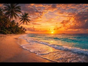 4K Beach Sunset Screensaver 🌅 | Gentle Ocean Waves & Relaxing Evening Ambience