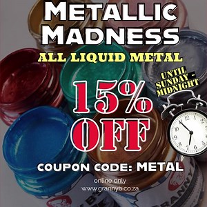 Metallic Paint less 15% Now is the perfect opportunity to discover our Liquid Metal Range at a discounted price. We’ve got 9 of the most exclusive metallic shades you’ll ever come across, Even if you’ve been a fan of metallic paint for years, you’ll find our Liquid Metals not only offer you a new variety of shades to add to your collection, but they’re easy and fun to work with Waterbased, self-leveling, don’t need sealing and work beautifully to accent your chalkpainted projects or for full cov