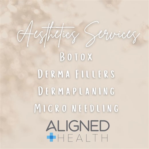 ✨ Enhance Your Natural Beauty with Aesthetics at Aligned Health! ✨ Led by Sarah Downey, APRN, Aligned Health offers a range of aesthetic services designed to help you look and feel your best. Services include: ✔️ Botox ✔️ Derma Fillers ✔️ Dermaplaning Micro Needling Whether you’re looking for a subtle refresh or a more noticeable transformation, Sarah’s expertise ensures safe, professional, and personalized care. 💚 Call Aligned Health today to schedule your aesthetics appointment and glow with 