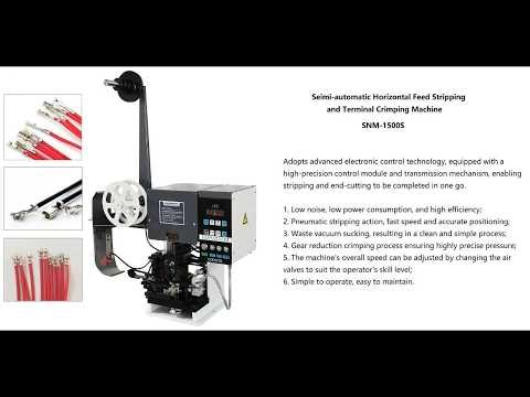 Three videos showcasing different semi-automatic wire stripping and terminal crimping machines