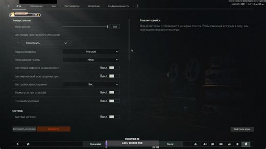 settings in game