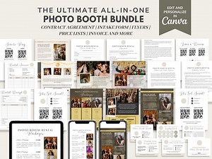 Photo Booth Contract Template Bundle, Video Booth Rental Agreement, Editable Photobooth Price List & Flyers, Invoice, Quotation Form, CANVA - Etsy
