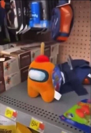 Guy throws among us plushie in ceiling at Walmart
