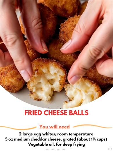 Fried 🚘 Cheese Balls Ultra-light and crispy fried cheese balls made with whipped egg whites and cheddar. Only 3 ingredients needed! Ingredients → Main ingredients 2 large egg whites, at room temperature 🕋 | Grandma's Healthy & Tasty Recipes