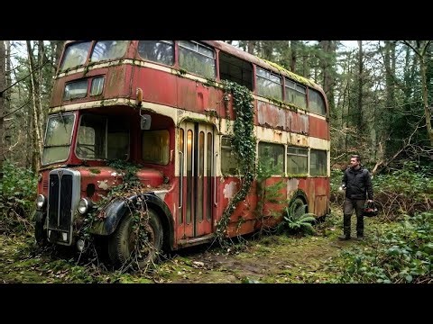 Building a Home Inside an Abandoned Double-Decker Bus (ASMR)