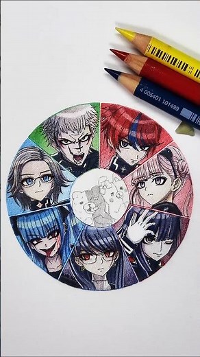 ダンガンロンパチームの新作！ 3colorchallenge #ハンドラ #hundredline #ハンドレッドライン #colorwheel #大人の塗り絵