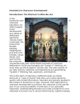 Heuristics in Character Education Worksheet Classwork, Homework
