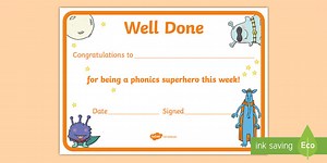Phonics Screening Check Certificate