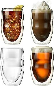 Amazon.com | Ozeri Serafino Double Wall Insulated Beverage and Coffee Glasses, 8-Ounce, Set of 4: Irish Coffee Glasses: Tumblers & Water Glasses