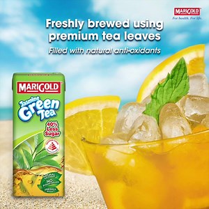 4.9K views · 23 reactions | Planning for a trip to the beach? Grab a pack of MARIGOLD Less Sugar Jasmine Green Tea! MARIGOLD Less Sugar Jasmine Green Tea is brewed with premium tea leaves and packed with anti-oxidants. For an extra refreshing taste, add a few slices of lemon and mint leaves that’s good for you too! | MARIGOLD Singapore | Facebook