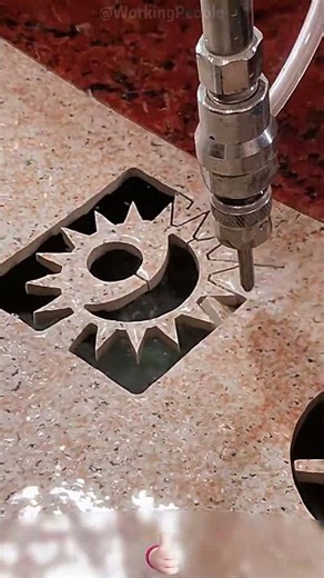 Sun & Moon Stone Carving Design 🌞🌙🪨! Waterjet Cutting Craft, Seamless & Exquisite ✨✅