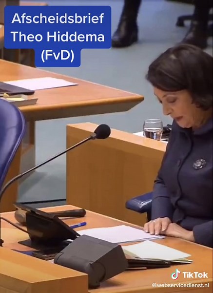 Afscheidsbrief Theo Hiddema voorgelezen in tweede kamer door Khadija Arib #FvD #afscheid #theohiddema #politiek #tweedekamer #baudet #forum #justitie