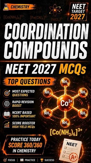 Chemistry MCQs for NEET 27 | Coordination Compounds 3 #neet2027 #neetchemistry #BestForNEET