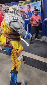 Pure awesomeness captured! @walterejones morphing into Power Ranger mode upon spotting me was epic! Admittingly, my look did scream 'Monster of the Week' villain from Power Rangers. #wolverine #wolverinecosplay #werewolf #werewolfcosplay #cosplayer #cosplay #cosplayers #powerrangers #blackranger #walterjones #granitestate #granitestatecomiccon #granitecon #granitecon2025 | Haunted Cosplay